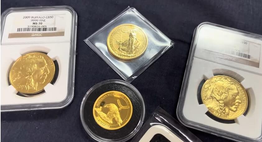 four gold coins